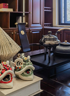 新中式茶室茶空间茶柜装饰品摆件样板间博古架茶饼茶叶罐茶壶软装