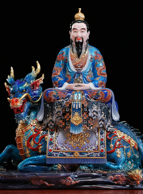 汉白玉彩绘太上老君神像三清道祖