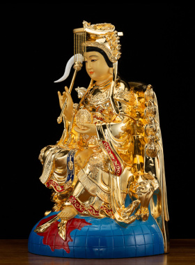 铜鎏金地母娘娘神像后土夫人道家
