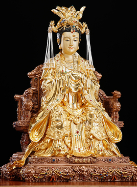 纯铜彩绘碧霞元君神像泰山奶奶