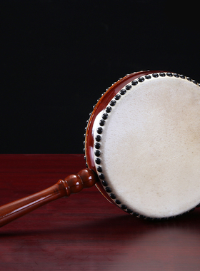 带柄扁鼓手柄鼓法器手工牛皮鼓