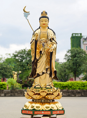 台湾盛凡铜鎏金日光月光菩萨佛像