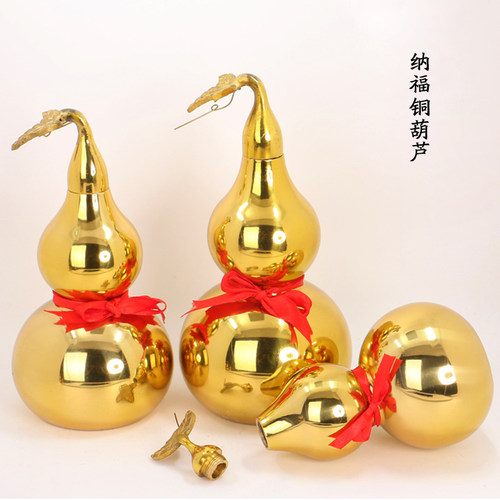 圆通佛具铜葫芦摆件镇宅八卦葫芦开口开盖空心葫芦风水物大号厂家 - 图0
