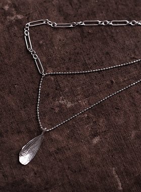 新款项链原创设计多链条气质百搭送礼物纯银925项链树叶吊坠