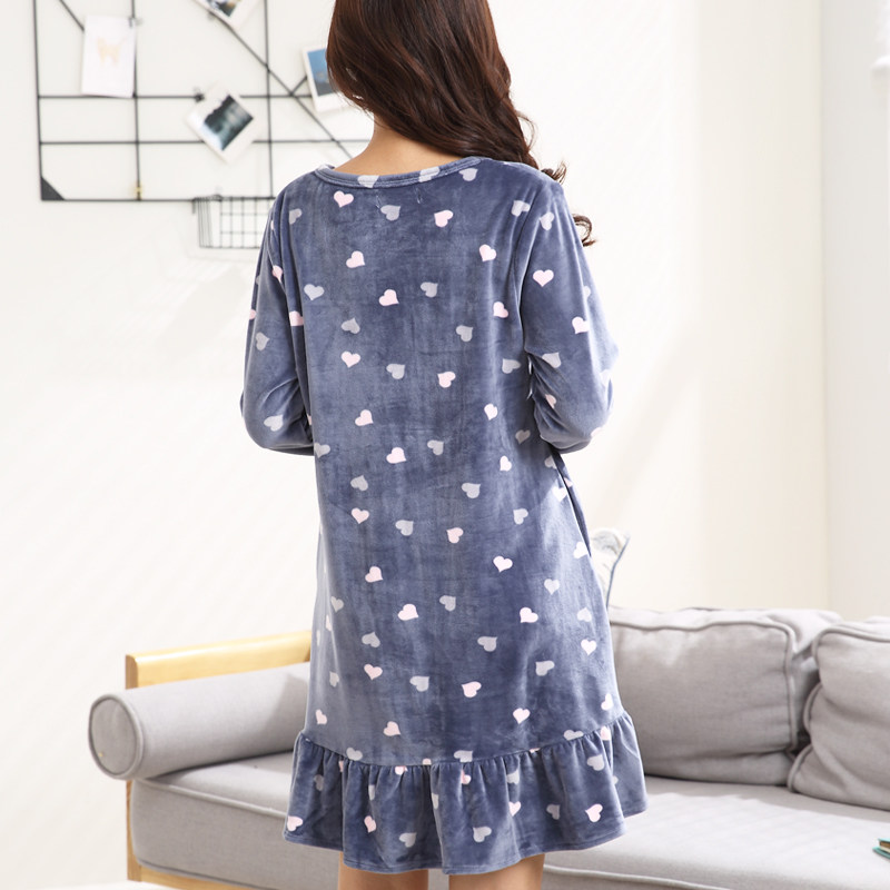 柔可佳睡裙连体春秋款珊瑚绒连衣裙 柔可佳睡裙