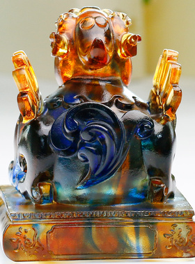 水晶貔犰旺财琉璃貔貅摆件送朋友