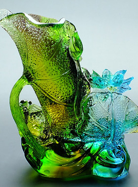 领导高档琉璃笔筒办公桌装饰摆件