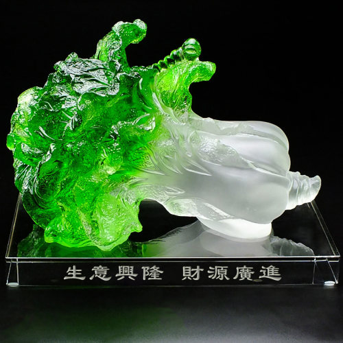 开业开张大吉摆件水晶琉璃玉白菜聚福招财百财如意装饰品乔迁礼物 - 图0