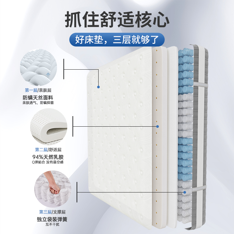 时宝丽独立弹簧椰棕席梦思床垫酒店同款乳胶软硬垫家用宿舍厚20cm