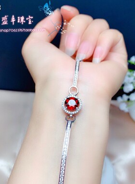 纯银莫桑比克石榴石手链新款特惠
