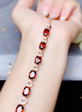 925银莫桑比克酒红色现货手链