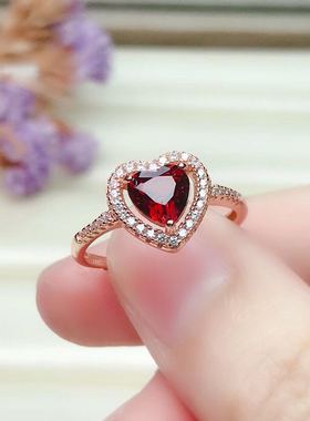 纯银石榴石日韩风七夕情人节礼物