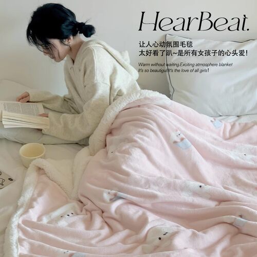 冬季加厚毛毯办公室午睡羊羔牛奶绒毯子沙发毯学生宿舍床上用床单 - 图0