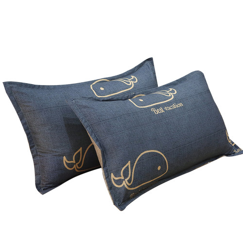 ins枕套一对装夏季单个48x74cm家用单人儿童枕芯枕头套非纯棉全棉 - 图0