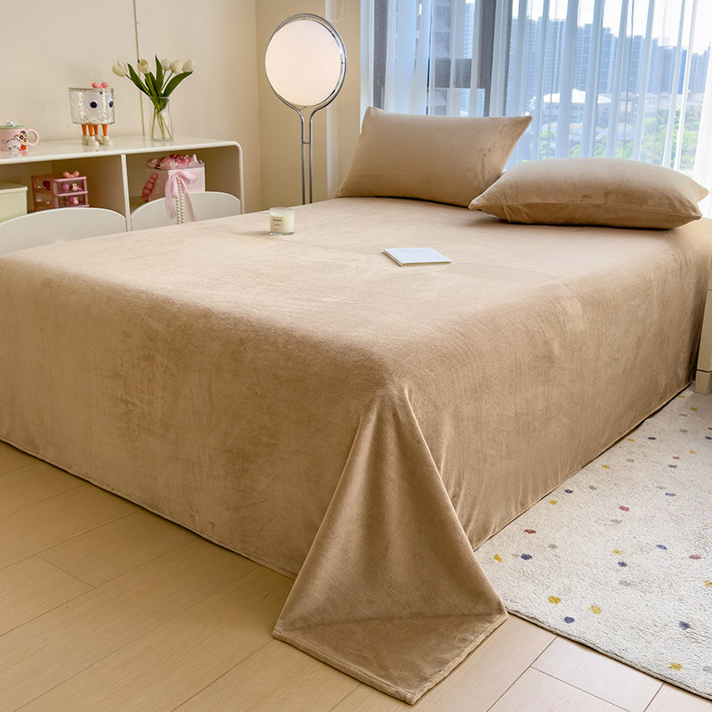 冬季加厚牛奶绒床单单件法兰珊瑚绒宿舍单人2025新款纯色加绒被单,淘宝优惠券,粉丝福利购,淘宝优惠卷