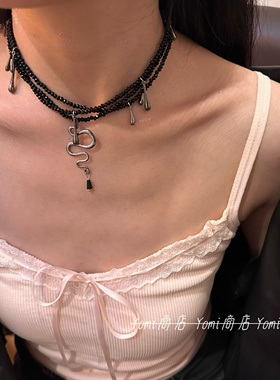暗黑灵蛇串珠项链女辣妹小众甜酷朋克颈链叠戴choker锁骨链配饰