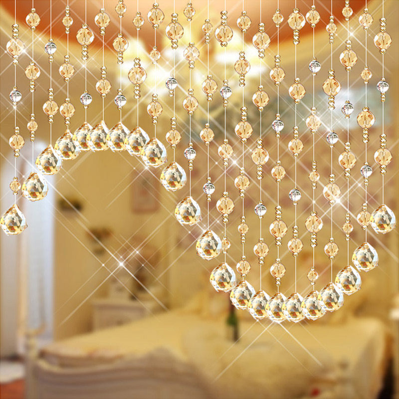 成品水晶珠链 隔断客厅餐厅过道 玄关珠帘拱形门帘半挂北欧装饰