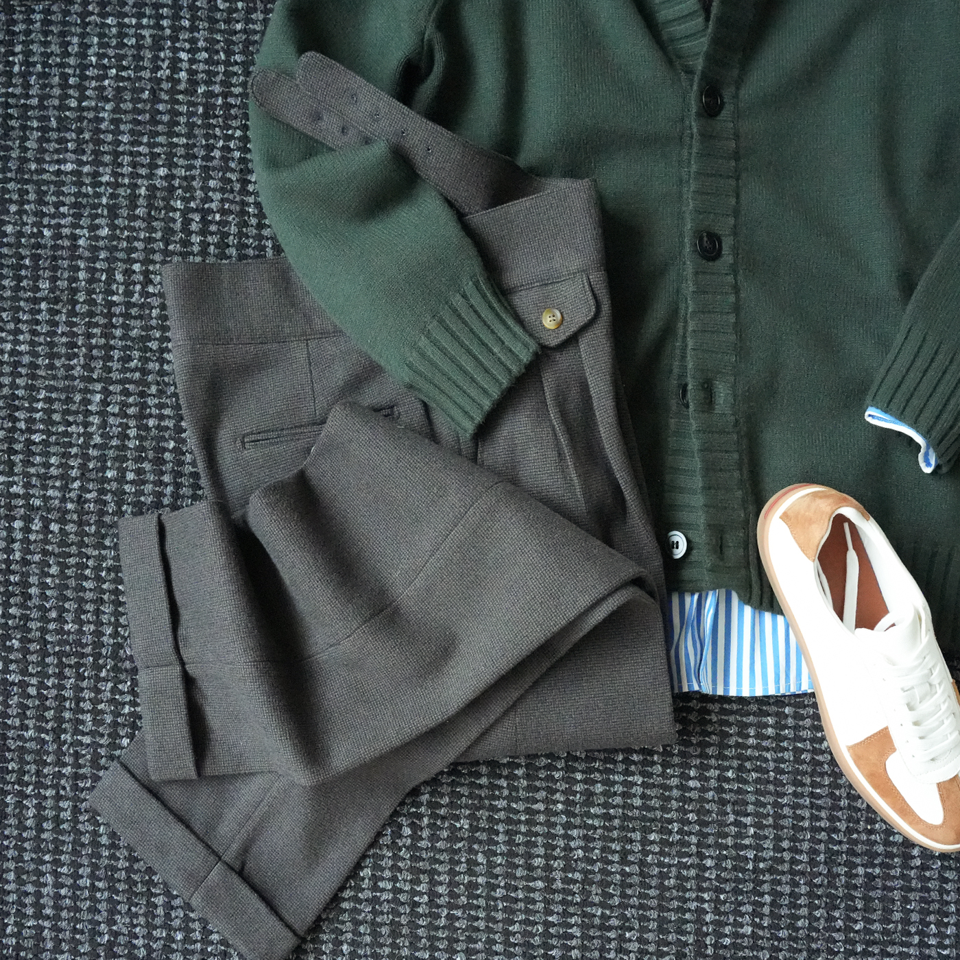 CssuGent冬季厚款立领绵羊毛混纺开衫外套男绅士优雅保暖毛衣夹克 - 图1