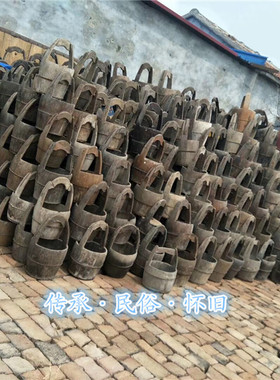 民俗古代水桶实木花盆老物件