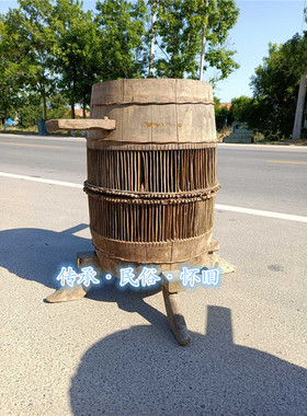 民俗怀旧老物件农耕文化木犁老农具打稻机风车木水车稻谷脱粒砻子