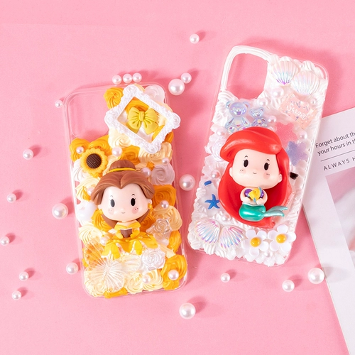 Мультяшный милый кремовый чехол для телефона для принцессы, набор материалов, «сделай сам», популярно в интернете, русалка