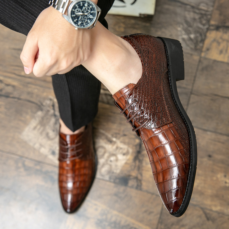 男士尖头商务皮鞋2024年正装内增高休闲小皮鞋透气发型师流行潮鞋,淘宝优惠券,粉丝福利购,淘宝优惠卷