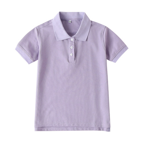 英伦风校服男女童校园学院风学生夏季紫色纯色短袖T恤polo衫-图3