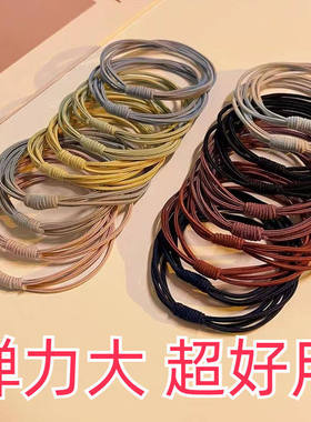 网红简约韩版四合一头绳风橡皮筋高弹发圈女扎马尾头绳扎头发tsns
