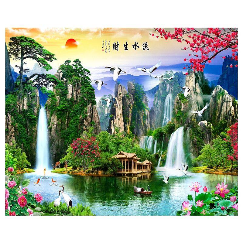 紫气东来办公室山水画客厅贴画自粘聚财金山水墨画客厅沙发背景墙,淘宝优惠券,粉丝福利购,淘宝优惠卷