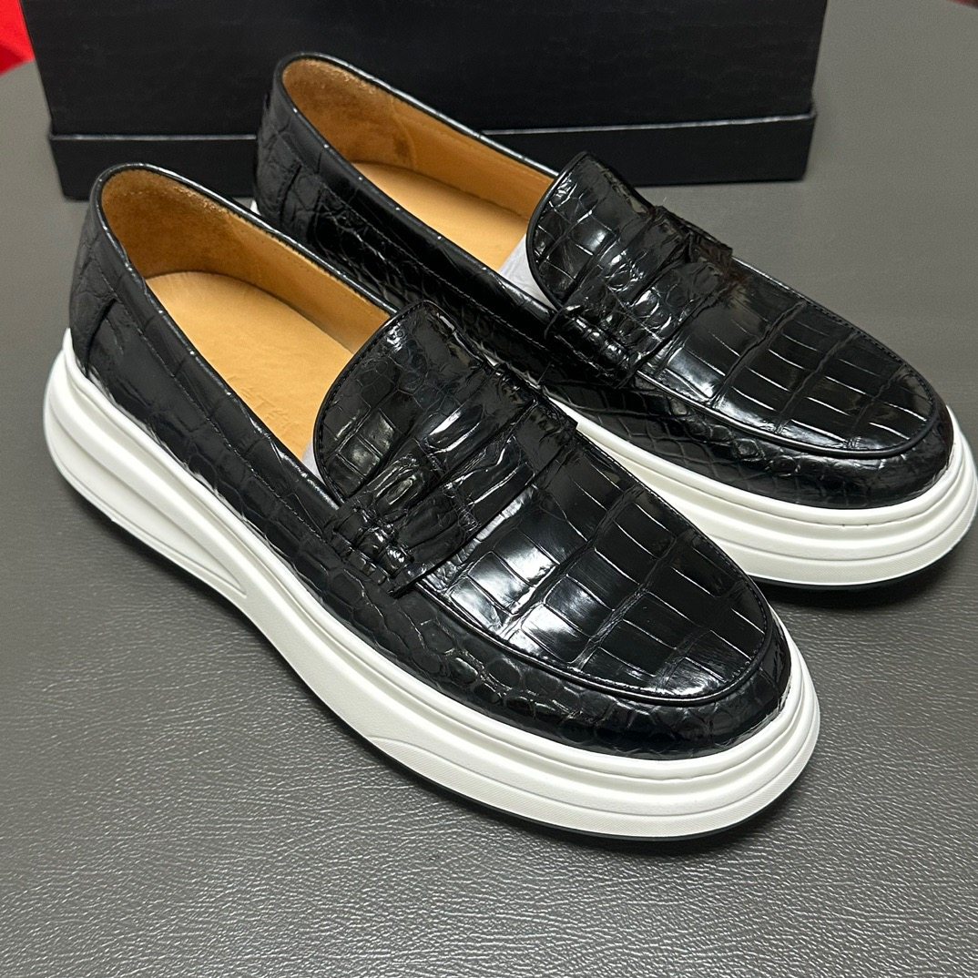 正品鳄鱼皮皮鞋男乐福鞋时尚一脚蹬皮鞋超软套脚男鞋超轻休闲鞋潮,淘宝优惠券,粉丝福利购,淘宝优惠卷
