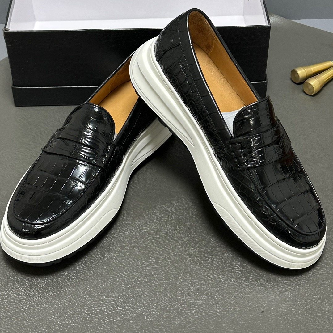 正品鳄鱼皮皮鞋男乐福鞋时尚一脚蹬皮鞋超软套脚男鞋超轻休闲鞋潮,淘宝优惠券,粉丝福利购,淘宝优惠卷