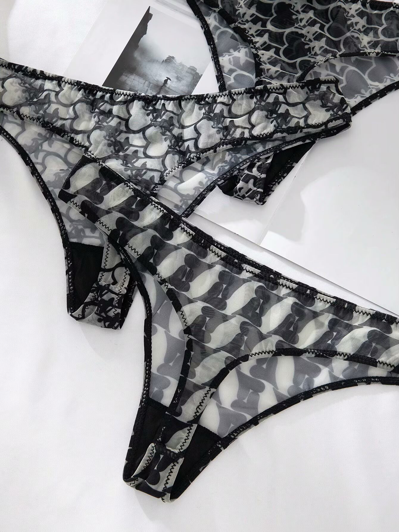 欧美新款性感网纱印花内裤纯欲诱惑T裤丁字裤大码多色时尚透气薄,淘宝优惠券,粉丝福利购,淘宝优惠卷