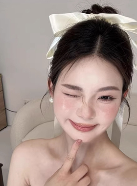超仙白色缎面蝴蝶结飘带发夹女