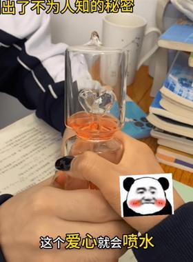 爱情温度计玻璃工艺品摆件手持升温爱心喷泉创意感温瓶七夕节礼物