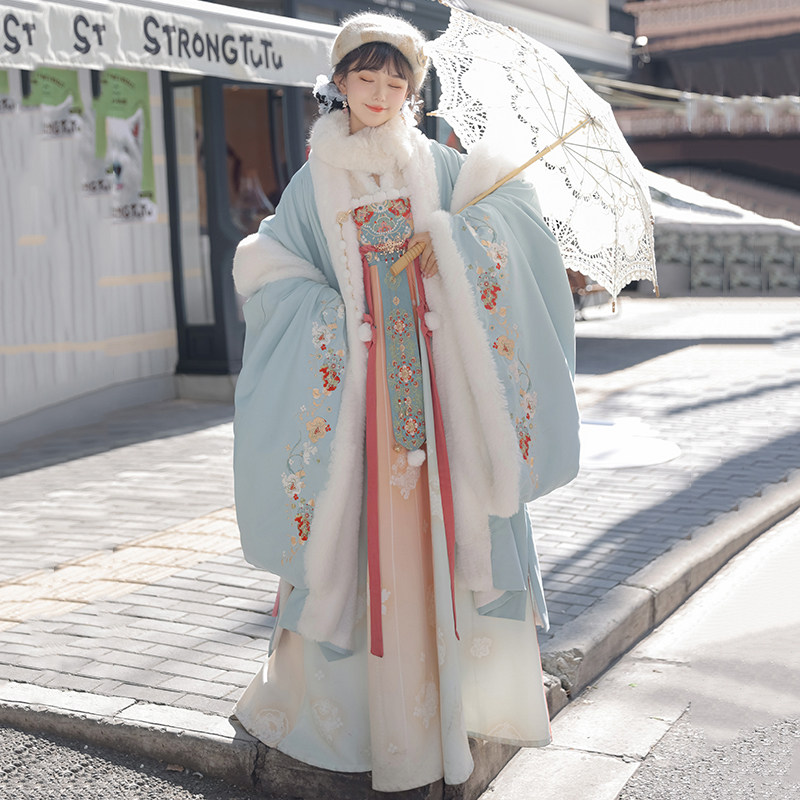 凤台曲（小公主）冬季毛绒绣花大袖衫齐胸破裙唐风汉服加绒保暖,淘宝优惠券,粉丝福利购,淘宝优惠卷
