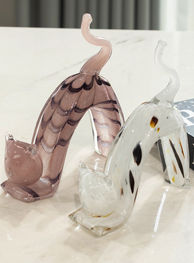 现代简约琉璃猫猫摆件