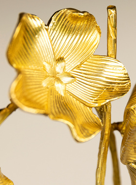 新中式黄铜兰花摆件客厅玄关电视