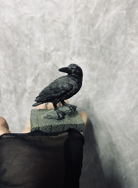 美单乌鸦夜晚精灵暗黑哥特风亚文化朋克摇滚骷髅头手办摆件桌面