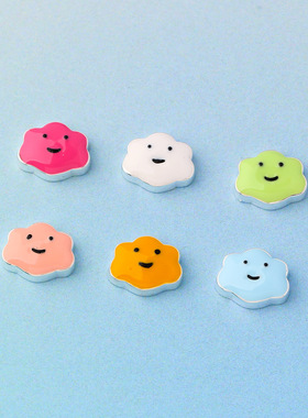 闺蜜笑脸云朵滴胶吊坠手链坠子挂件s925纯银 横穿隔珠饰品diy配件