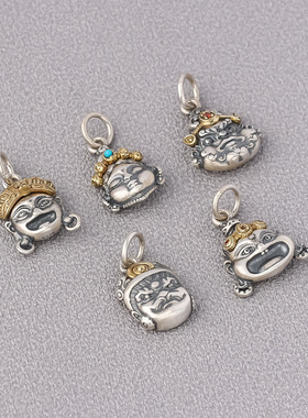 S925纯银地藏王黄财神宝宝佛绿度母黑财神吊坠精工藏式民族风配件