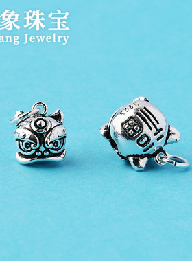 （声音响）醒狮舞狮龙狮铃铛吊坠项链坠子挂件925纯银饰品diy配件