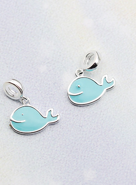 diys925滴釉配件海豚挂坠珐琅