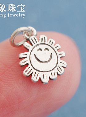 新款s925纯银可爱小花diy吊坠