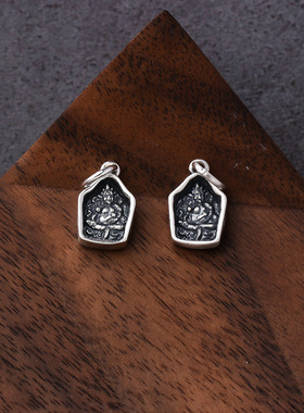 藏式绿度母黄财神小侧挂S925纯银