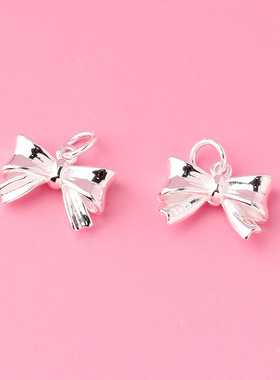 实心素银蝴蝶结吊坠s925纯银