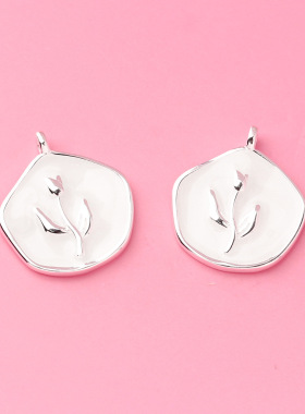 滴胶白色郁金香吊坠S925纯银