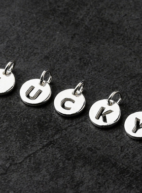 素银26个英文字母吊坠S925纯银