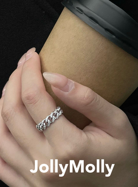 【王鼎同款】JollyMolly小众设计师925银轻奢礼物重工链条戒指