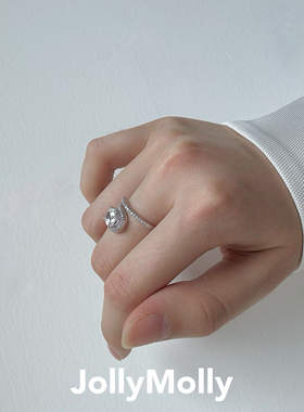JollyMolly小众设计925银甜美轻奢生日礼物精致重工小馒头开口戒