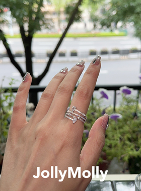 JollyMolly小众设计师925银轻奢生日礼物网红高级感重工涟漪戒指
